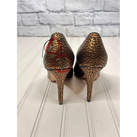 CLARKS Narrative Women's Gold Black Fleck Almond Toe Leather Pumps US 6 - Picture 6 of 6